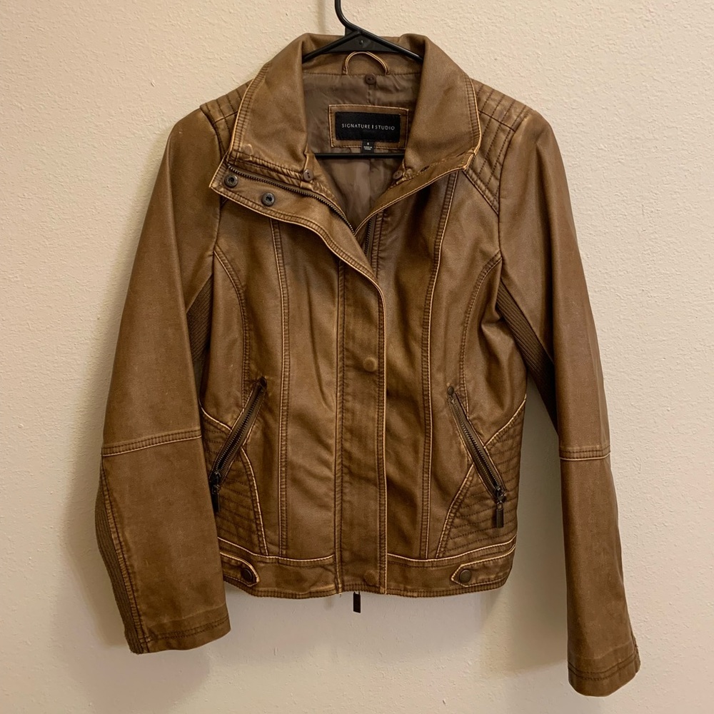 Signature Studios brown leather jacket. Worn only a handful of times.